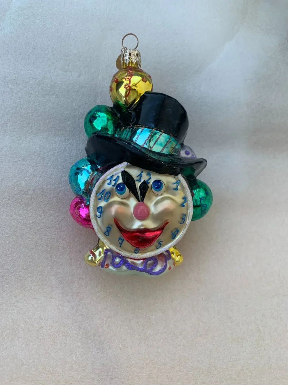 Vintage CHRISTOPHER RADKO WOUND MIDNIGHT CLOCK GLASS ORNAMENT 2001 Mouth Blown